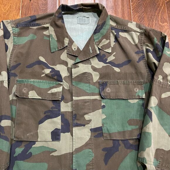 US Army Camouflage Ripstop Military Field Jacket Green Brown Men's Size Small - Picture 2 of 9